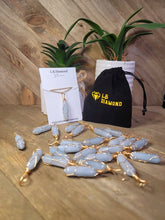 Load image into Gallery viewer, Gold tone Blue Chalcedony Wire wrapped Crystal Necklace