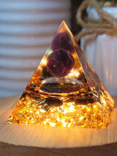 Load image into Gallery viewer, Orgone Pyramid, Amethyst & Black Obsidean Orgonite