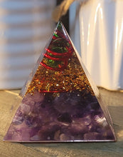 Load image into Gallery viewer, Orgone Pyramid, Amethyst Orgonite Chakra gift