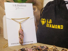 Load image into Gallery viewer, Natural Rhodonite Handmade Point Necklace  Gold Tone