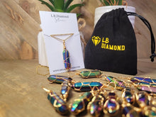 Load image into Gallery viewer, Gold tone Rainbow Quartz Wire wrapped Crystal Necklace