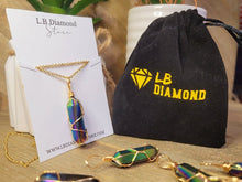 Load image into Gallery viewer, Gold tone Rainbow Quartz Wire wrapped Crystal Necklace