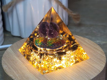 Load image into Gallery viewer, Orgone Pyramid, Amethyst & Black Obsidean Orgonite