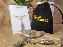 Load image into Gallery viewer, Gold tone Labradorite Wire wrapped Crystal Necklace