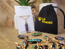 Load image into Gallery viewer, Gold tone Rainbow Quartz Wire wrapped Crystal Necklace