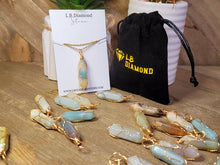 Load image into Gallery viewer, Gold tone Amazonite Wire wrapped Crystal Necklace