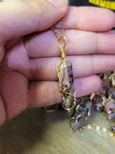 Load image into Gallery viewer, Natural Rhodonite Handmade Point Necklace  Gold Tone