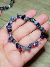 Load image into Gallery viewer, Fluorite Chip Bracelet Handmade Genuine Crystal Stretch Bracelet