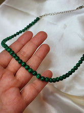 Load image into Gallery viewer, Malachite Choker Necklace Silver tone Gorgeous Choker 4mm Beads