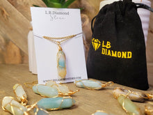Load image into Gallery viewer, Gold tone Amazonite Wire wrapped Crystal Necklace