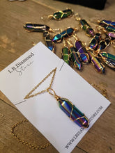 Load image into Gallery viewer, Gold tone Rainbow Quartz Wire wrapped Crystal Necklace