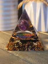 Load image into Gallery viewer, Orgone Pyramid, Amethyst & Black Obsidean Orgonite