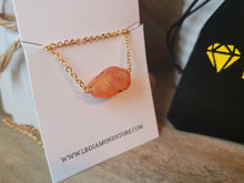 Load image into Gallery viewer, Raw Crystal Necklace, Carnelian Rough Stone Necklace, Genuine Crystal