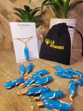 Load image into Gallery viewer, Gold tone Blue Apatite Wire wrapped Crystal Necklace