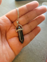 Load image into Gallery viewer, Crystal Necklace Hematite Healing Crystal Point Necklace Silver Tone