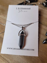 Load image into Gallery viewer, Crystal Necklace Hematite Healing Crystal Point Necklace Silver Tone