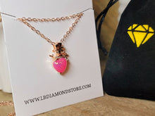 Load image into Gallery viewer, Cute Pink Snowman ainty Necklace Rose Gold Tone