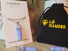Load image into Gallery viewer, Blue Chalcedony Point necklace Powerful necklace Healing Energy Silver Tone