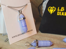 Load image into Gallery viewer, Blue Chalcedony Point necklace Powerful necklace Healing Energy Silver Tone