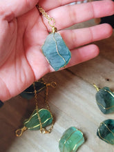 Load image into Gallery viewer, Raw Crystal Fluorite Stone Necklace Healing crystal Necklace