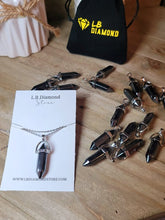 Load image into Gallery viewer, Crystal Necklace Hematite Healing Crystal Point Necklace Silver Tone