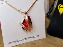 Load image into Gallery viewer, I Love You Necklace - Trendy Red Rhinestone necklace Gold tone