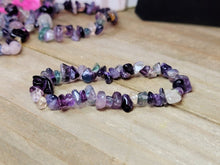 Load image into Gallery viewer, Fluorite Chip Bracelet Handmade Genuine Crystal Stretch Bracelet