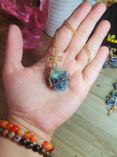 Load image into Gallery viewer, Natural Crystal Necklace Rainbow Fluorite Stone Gift for her