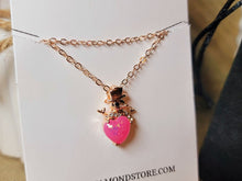 Load image into Gallery viewer, Cute Pink Snowman ainty Necklace Rose Gold Tone