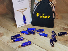 Load image into Gallery viewer, Natural Cat eye Point Necklace Blue Colored Handmade Pendant