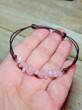 Load image into Gallery viewer, Rose Quartz Chip Bracelet Handmade Genuine Crystal Bracelet