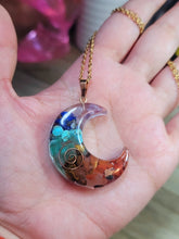 Load image into Gallery viewer, Moon Orgonite Pendant Necklace Metatron Cosmic Healing Crystal Sacred