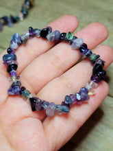 Load image into Gallery viewer, Fluorite Chip Bracelet Handmade Genuine Crystal Stretch Bracelet