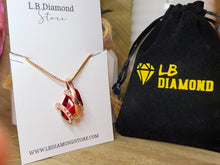Load image into Gallery viewer, I Love You Necklace - Trendy Red Rhinestone necklace Gold tone