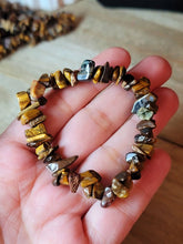 Load image into Gallery viewer, Tiger's Eye Chip Bracelet Handmade Genuine Crystal Stretch Bracelet
