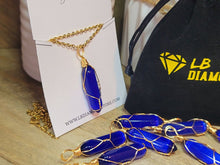 Load image into Gallery viewer, Natural Cat eye Point Necklace Blue Colored Handmade Pendant