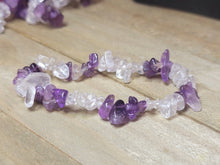 Load image into Gallery viewer, Amethyst & Clear Quartz Healing Bracelet Chip Bracelet Stretch