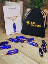 Load image into Gallery viewer, Natural Cat eye Point Necklace Blue Colored Handmade Pendant