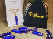 Load image into Gallery viewer, Natural Cat eye Point Necklace Blue Colored Handmade Pendant