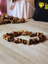 Load image into Gallery viewer, Tiger's Eye Chip Bracelet Handmade Genuine Crystal Stretch Bracelet