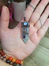 Load image into Gallery viewer, Natural Handmade Crystal Necklace Labradorite With Opal & Amethyst Reiki