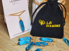 Load image into Gallery viewer, Natural Cat eye Point Necklace Baby Blue Colored Handmade Pendant