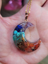 Load image into Gallery viewer, Moon Orgonite Pendant Necklace Metatron Cosmic Healing Crystal Sacred