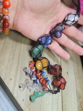 Load image into Gallery viewer, Crystal Tassel | 7 Chakra Hanger | Rose Quartz Self Love crystal hanger Big Stones