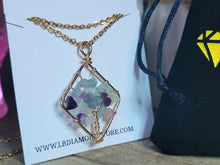 Load image into Gallery viewer, Natural Crystal Necklace Gold Wire Wrapped Fluorite Healing necklace