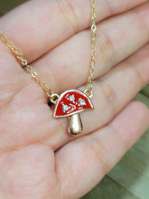 Load image into Gallery viewer, Mushroom Necklace for Women, Boho Jewelry for Gift, Gold Tone Mushroom Pendant,