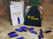 Load image into Gallery viewer, Natural Cat eye Point Necklace Blue Colored Handmade Pendant