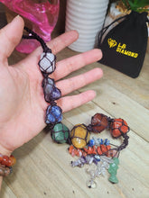 Load image into Gallery viewer, Crystal Tassel | 7 Chakra Hanger | Rose Quartz Self Love crystal hanger Big Stones
