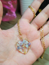 Load image into Gallery viewer, Natural Crystal Necklace Gold Wire Wrapped Fluorite Tree of Life