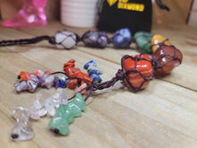 Load image into Gallery viewer, Crystal Tassel | 7 Chakra Hanger | Rose Quartz Self Love crystal hanger Big Stones